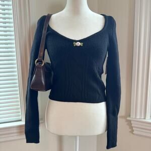 Pacsun beverly and beck black cable knit sweater with diamond pattern